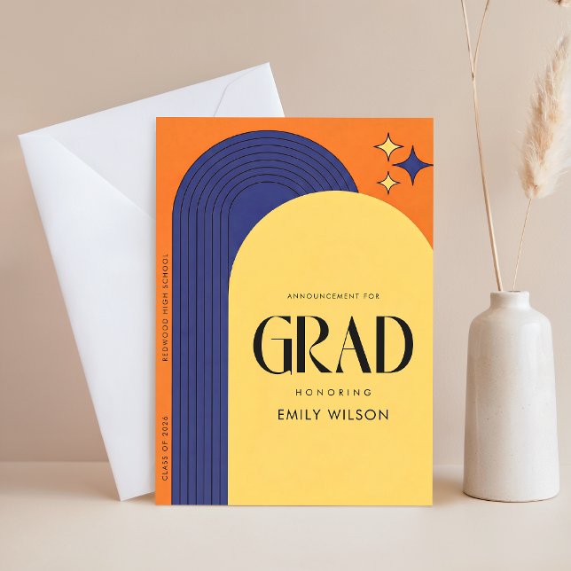 Elegant Retro Script Grad Examensbevis Annonsering Vykort (Skapare uppladdad)