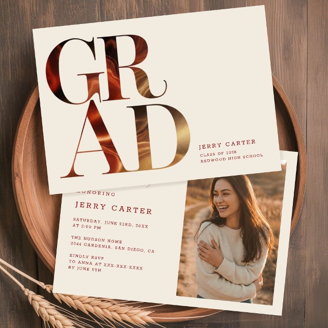 Elegant Retro Script Grad Photo Graduation Inbjudningar (Skapare uppladdad)