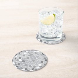 Elegant Retro Silver Diskokula Underlägg Papper Rund