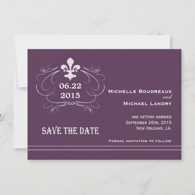 Elegant Retro Stil Fleur de Lis Save the Date Inbjudningar (Framsida)