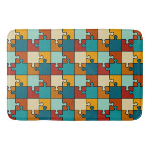 Elegant Retro Sunset Puzzle Delarare Mönster Badrumsmatta
