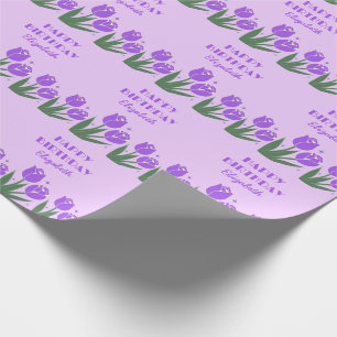 Elegant Retro Tulip Blommigt Lila Birthday Presentpapper