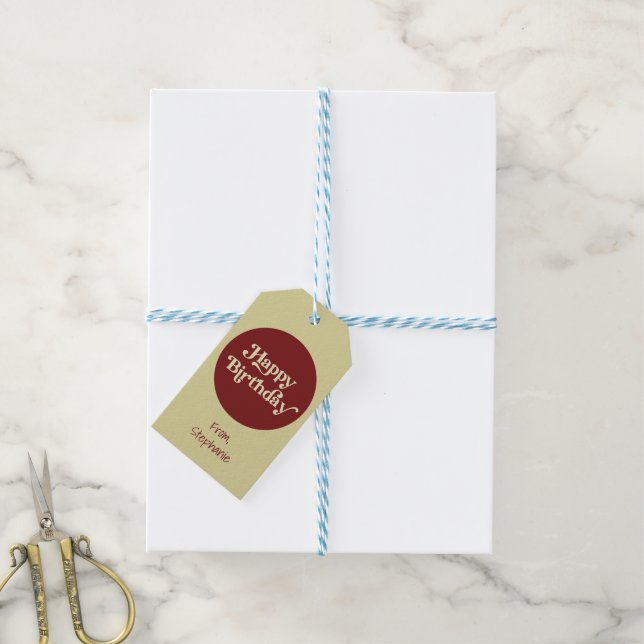 Elegant Retro Typography Royal Grattis på födelsed Presentetikett (Med Snöre)