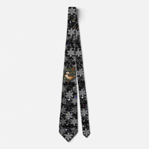 Elegant retro vinterskog fågel snöflingor slips
