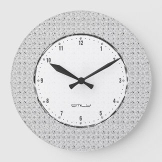 Elegant Retro White Glitter och Sparkles 2 Stor Klocka