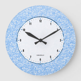 Elegant Retro White Glitter och Sparkles Stor Klocka