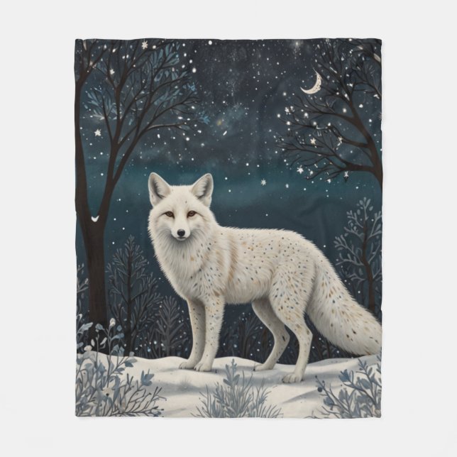 Elegant retro white winter fox fleecefilt (Framsidan)