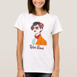 Elegant Retro Woman med Rosa solglasögon T Shirt