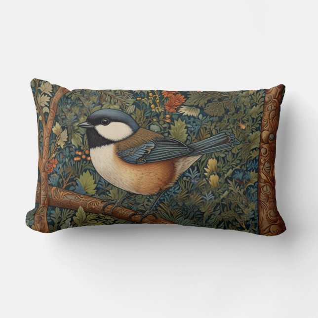 Elegant retro woodland bird  lumbarkudde (Framsida)