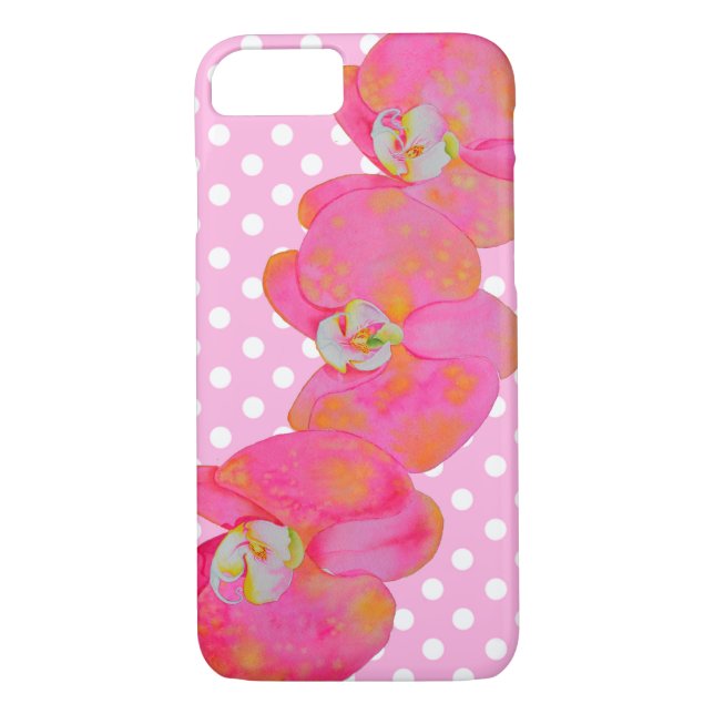 Elegant Retur rosa vattenfärgsband polka dots Case-Mate iPhone Skal (Baksida)