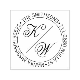 Elegant Returadress Circular Bröllop Initialer Självfärgande Stämpel