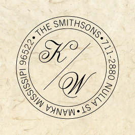 Elegant Returadress Circular Bröllop Initialer Självfärgande Stämpel