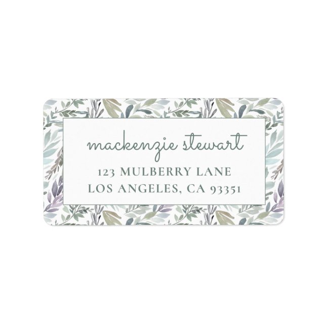 Elegant returadress för botaniska vattenfärger adressetikett (Framsidan)