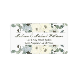 Elegant Returadress för Grönt av elfenben-Blommigt Adressetikett