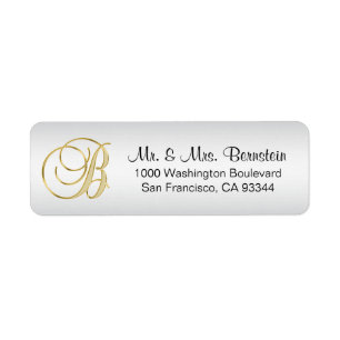 Elegant returadress för SILVERMonogrambrev B Etikett
