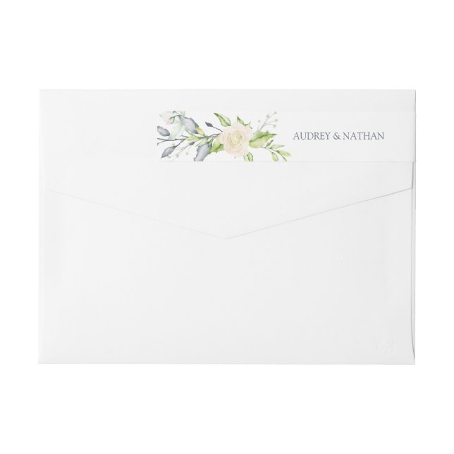 Elegant Returadress för vattenfärgsfärg Blommigt e Etikettband (Baksidan)