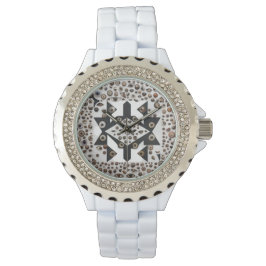 Elegant Rhinestone White Enamel Women's Watch Armbandsur