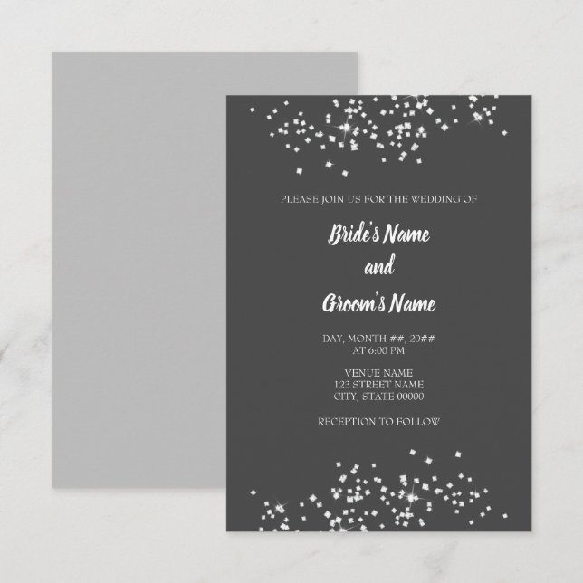 Elegant Rhinestones bröllopsinbjudan Inbjudningar (Fram/baksida)
