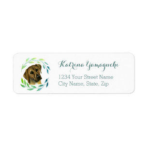 Elegant Rhodesian Ridgeback hund med en kran Returadress Etikett