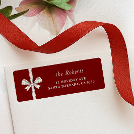Elegant Ribbon Bow Red jul Adress Returadress Etikett