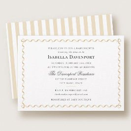 Elegant Ribbon Candy Stripe Baby Shower Guld Inbjudningar
