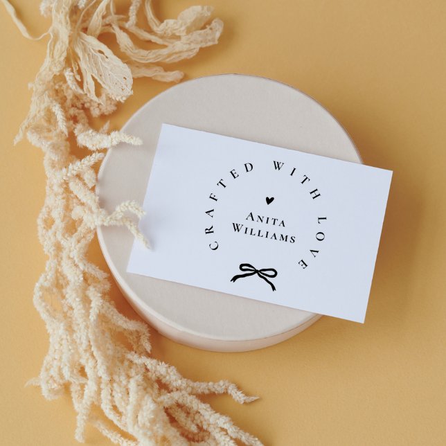 Elegant Ribbon Crafted With Love Business Name Stämpel (Skapare uppladdad)
