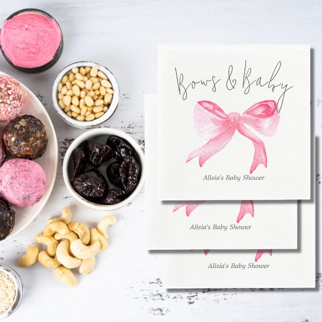 Elegant Ribbon Rosa Bows and Flicka Baby Shower Pappersservett (Skapare uppladdad)