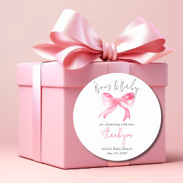 Elegant Ribbon Rosa Bows and Flicka Baby Shower Runt Klistermärke