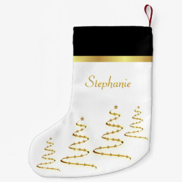 Elegant Ribbon Träd och stjärnor Liten Julstrumpa