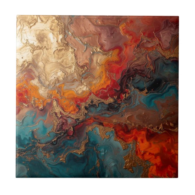 Elegant Rich Copper Patina Metallic gold  Kakelplatta (Framsidan)