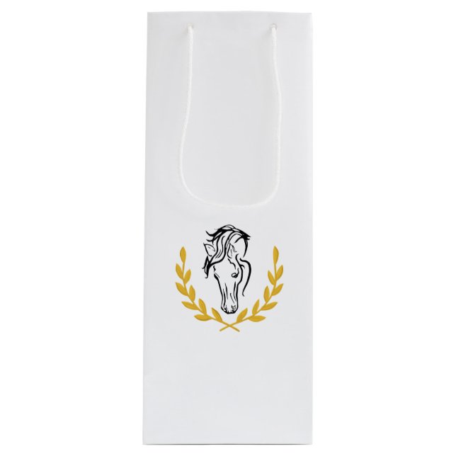 Elegant ridhäst och lagerblad Vinpresentväska (Framsidan)