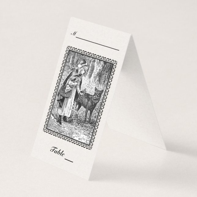 Elegant Riding Huva Varg black White Teckning Ram Kort (Framsida)