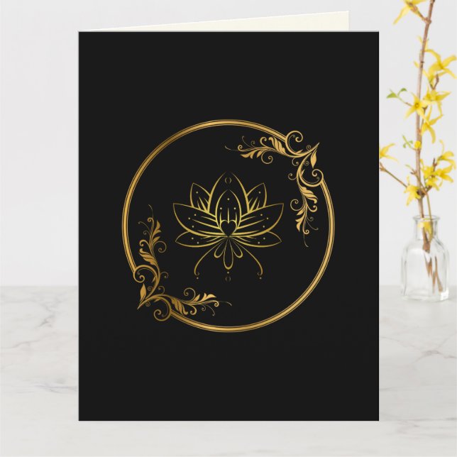 Elegant Rik Guld Lotus Flower Traditional Indian Kort (Gul blomma)