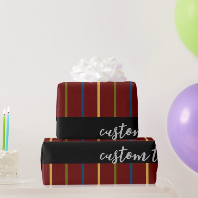 ELEGANT RIK RED LODRÄT RAND LINJER SKRIPT TEXT PRESENTPAPPER (Festgåvor)