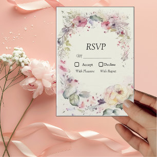Elegant Ring av Blommor Vattenfärg OSA Kort