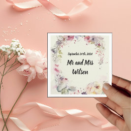 Elegant Ring i Flowers Vatten Färg Napkins Pappersservett