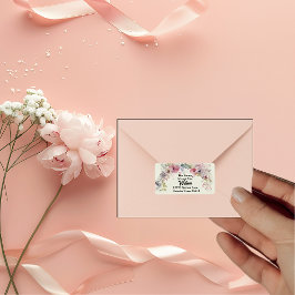 Elegant Ring i Returadressen Flowers Vatten Färg Adressetikett