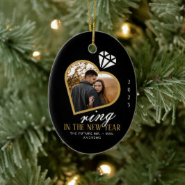 Elegant Ring under nyårshelgen Förlovning Julgransprydnad Keramik