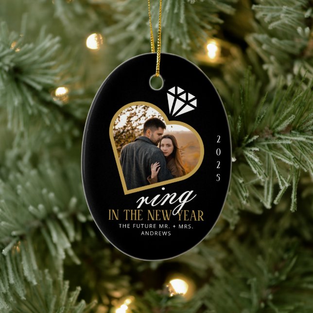 Elegant Ring under nyårshelgen Förlovning Julgransprydnad Keramik (Träd)