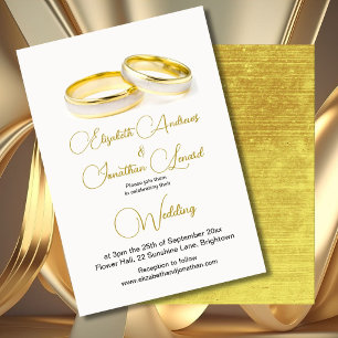 Elegant Ringar Guld Simple Bröllop Inbjudningar