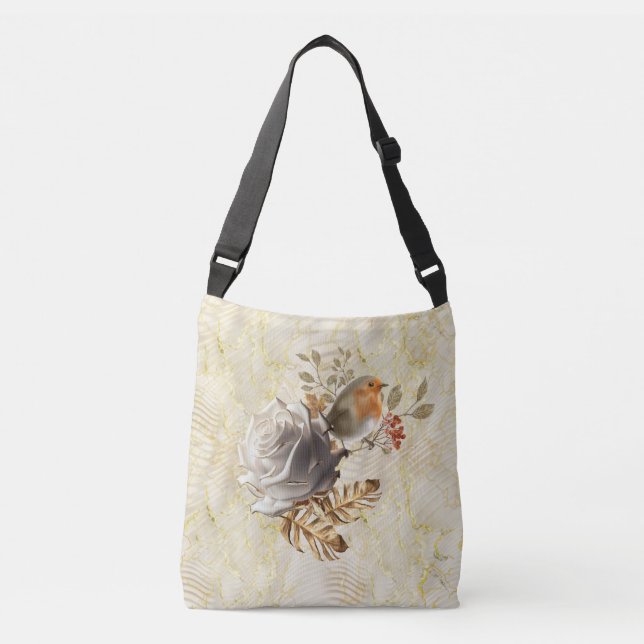 Elegant Ripple Cream & Guld Crossbody Bag Axelväska (Framsida)