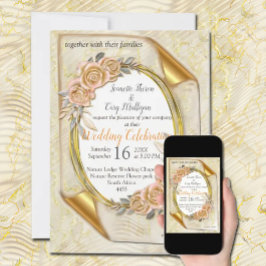 Elegant Ripple Cream & Guld Inbjudningar
