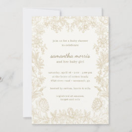 Elegant Ritad Blommigt Evenory Baby Shower Inbjudningar
