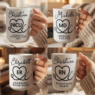 Elegant RN ER NICU Sjuksköterska MD Läkare Manus A Kaffemugg