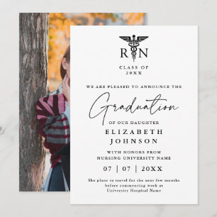 Elegant RN Sjuksköterskeexamen Foto Annonsering Inbjudningar