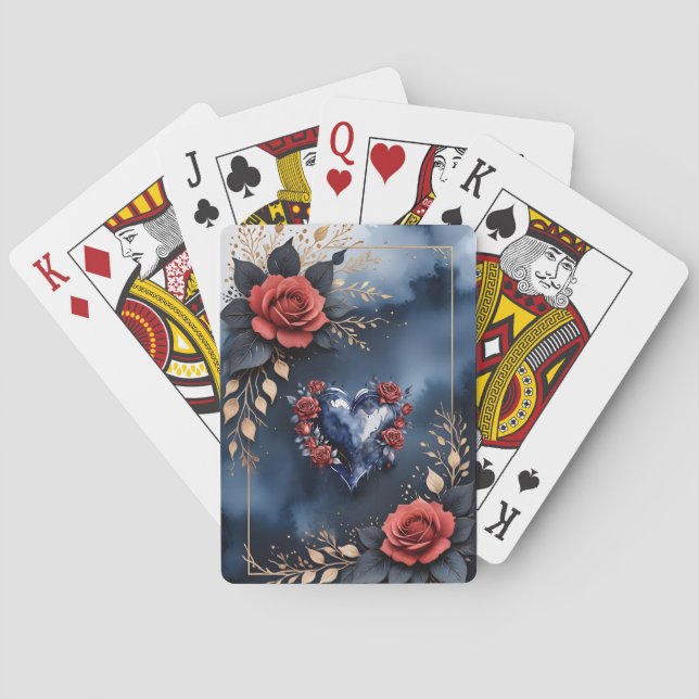 Elegant ro arrangemang med guldblad casinokort (Baksidan)