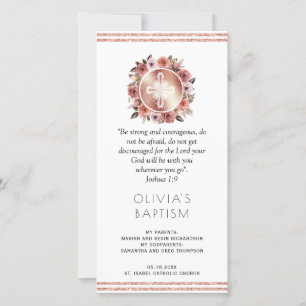 Elegant Ro Blommigt Baptism Bookmark Favoriter Tack Kort