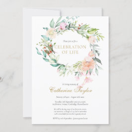 Elegant Ro Blommigt Firande i livets begravning Inbjudningar