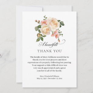 Elegant Ro Blommigt Funeral Tack Kort