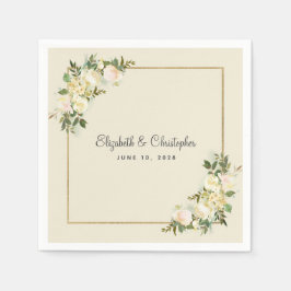 Elegant Ro Blommigt Guld Bröllop par Cocktail Pappersservett